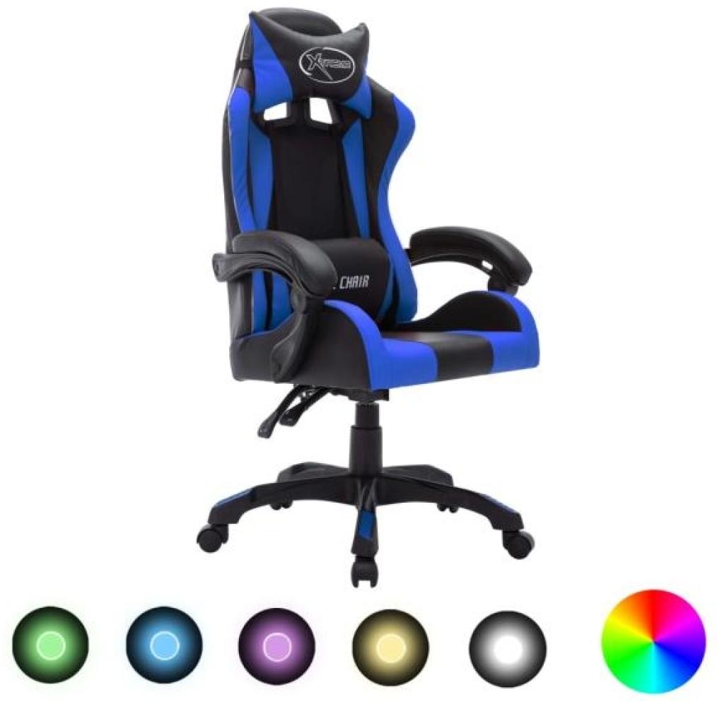 vidaXL Gaming-Stuhl mit RGB LED-Leuchten Blau und Schwarz Kunstleder 287996 Bild 1