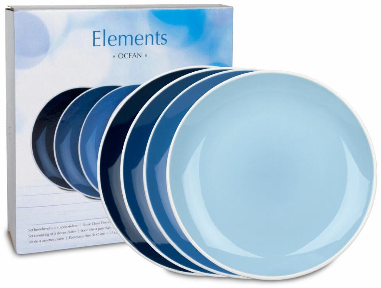 Waechtersbach Elements Ocean Teller 4er Set, Speiseteller, im Geschenkkarton, Bone China, Blau, Ø 27 cm, 41 5 974 3000 Bild 1