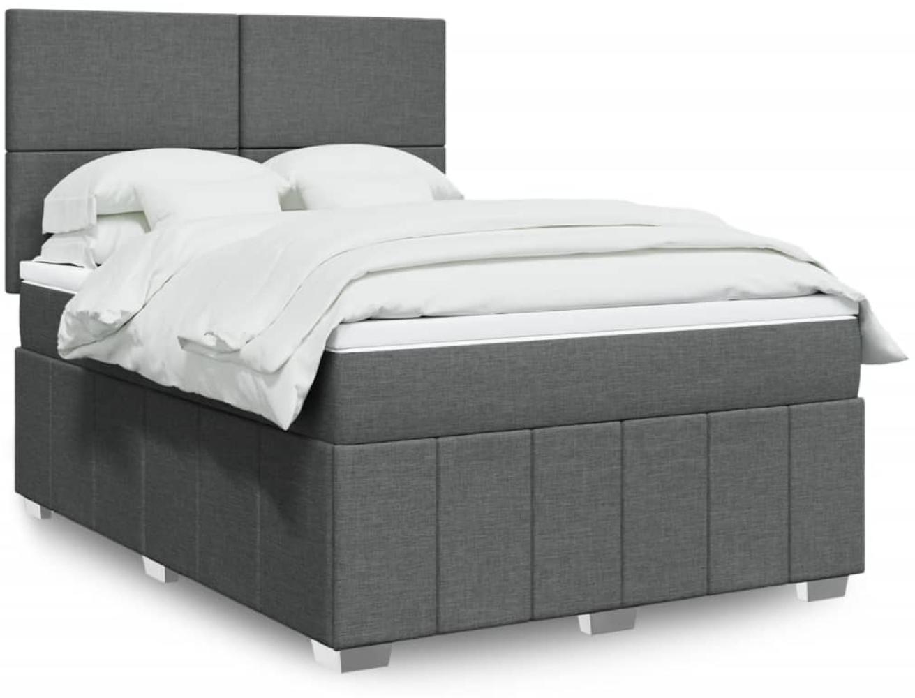 vidaXL Boxspringbett mit Matratze Dunkelgrau 140x190 cm Stoff 3293957 Bild 1