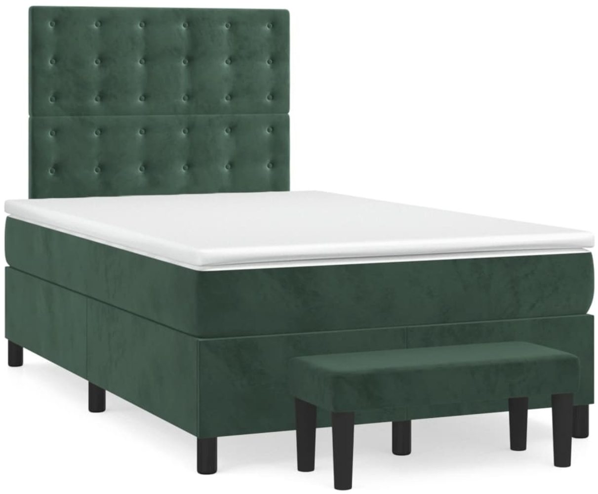 vidaXL Boxspringbett mit Matratze Dunkelgrün 120x200 cm Samt 3138076 Bild 1