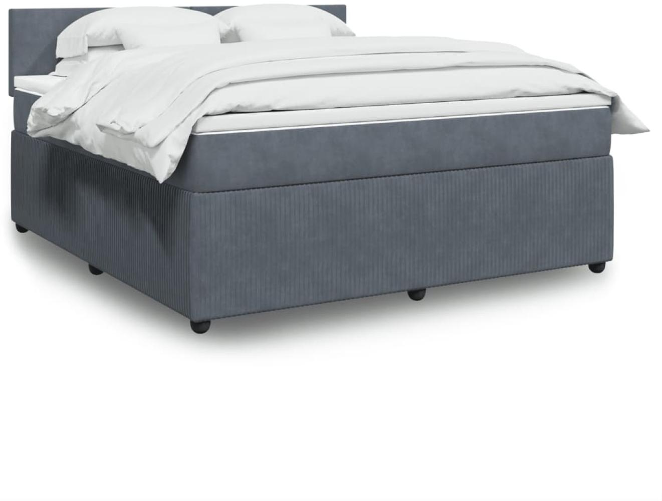 vidaXL Boxspringbett mit Matratze Dunkelgrau 180x200 cm Samt 3287801 Bild 1