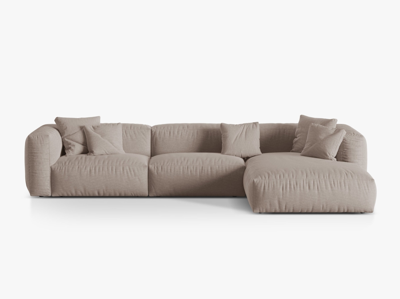 Micadoni Ecksofa Martina 3-Sitzer Strukturierter Stoff Dunkelbeige Rechts Bild 1