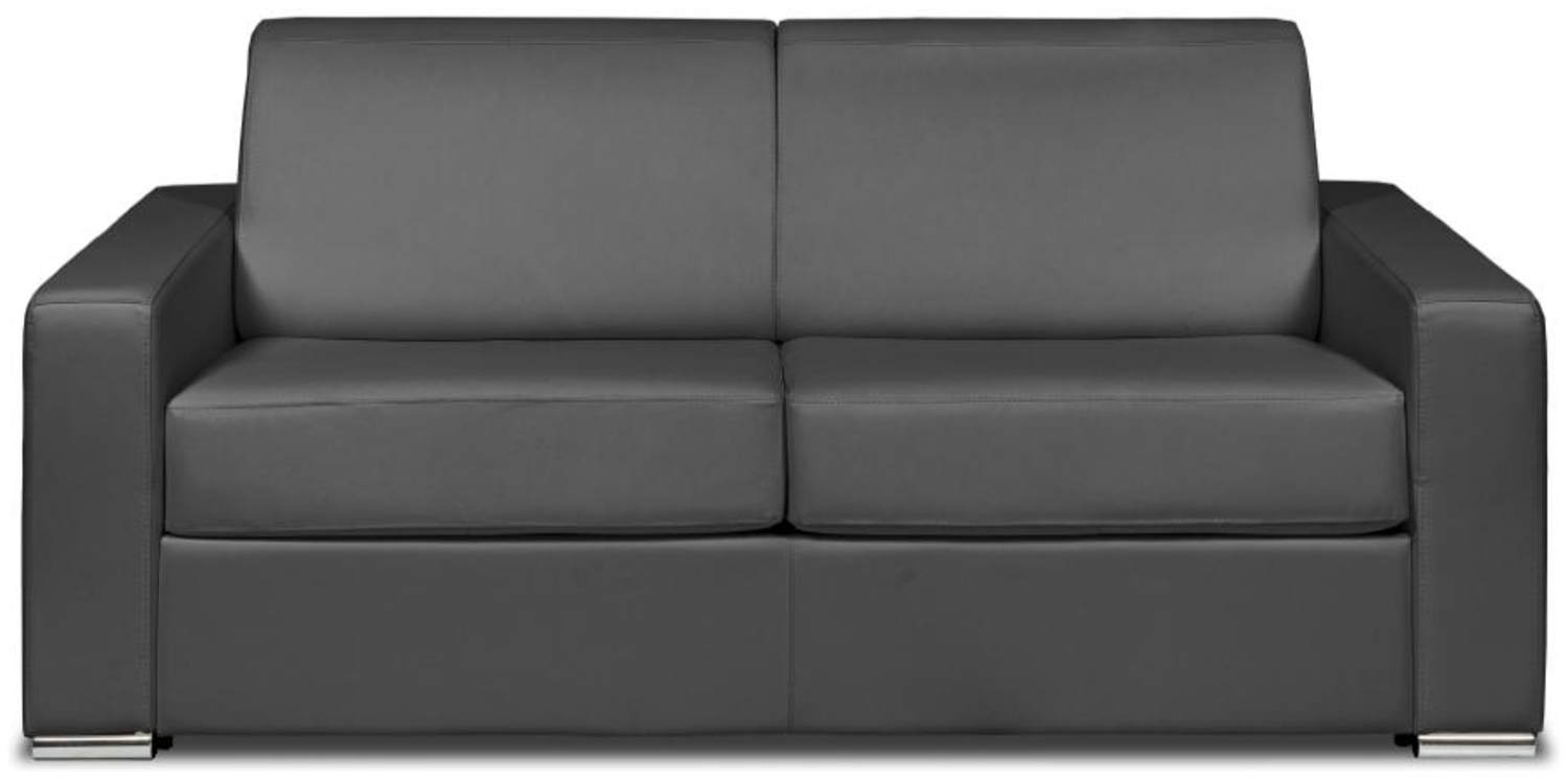 Vente-unique - Schlafsofa mit Matratze 3-Sitzer - Liegefläche 140 cm - Matratze 14 cm - Büffelleder - Grau - CALITO Bild 1