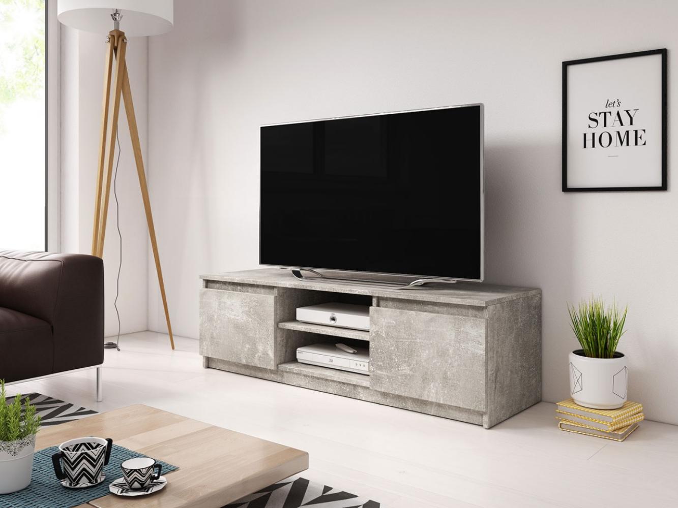Lowboard "Dingo" TV-Unterschrank 120cm beton grifflos Bild 1