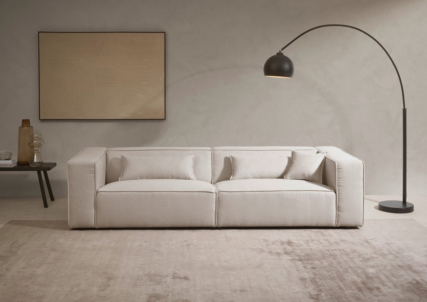 LeGer Home by Lena Gercke 3-Sitzer PIARA, Couch mit Kedernaht, Sofa in Cord, Leinenoptik o. Strukturstoff, schwarze Füße, bequemer Sitzkomfort Bild 1