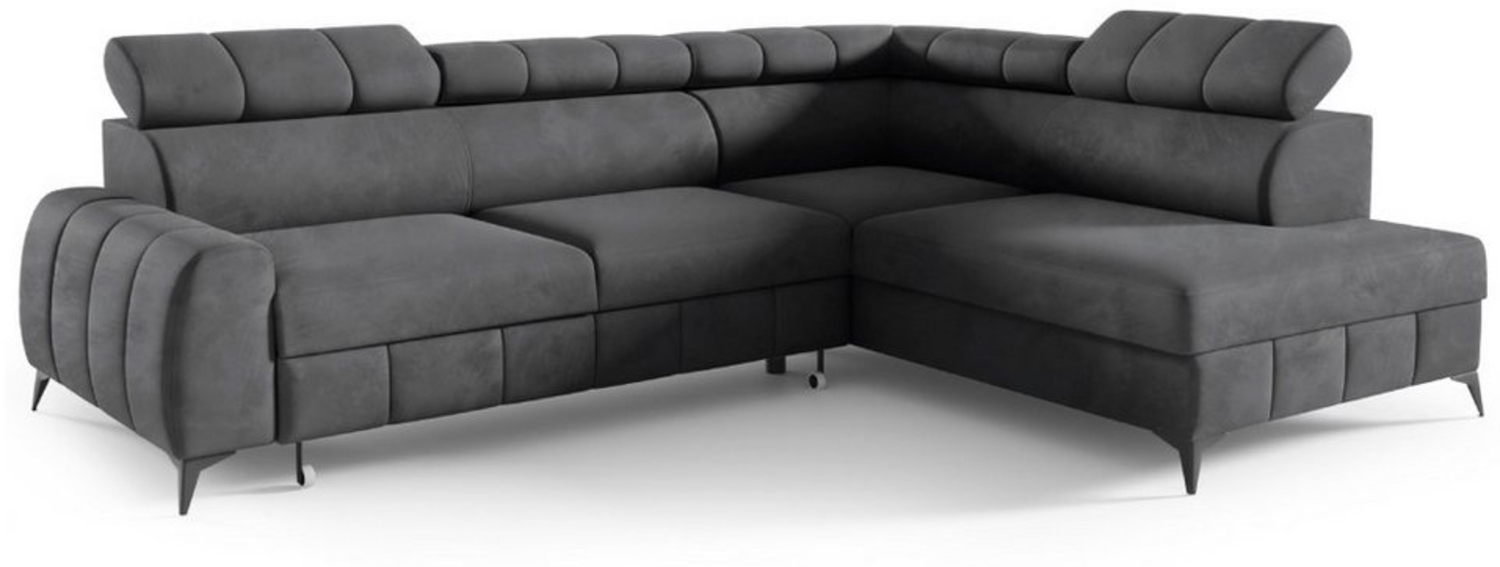 M-Punkt24 Wohnlandschaft Lagos Grau Anthrazit Ecksofa Polsterecke, mit Bettfunktion Bettkasten Kopfteilverstellung, weicher Samtbezug Bild 1