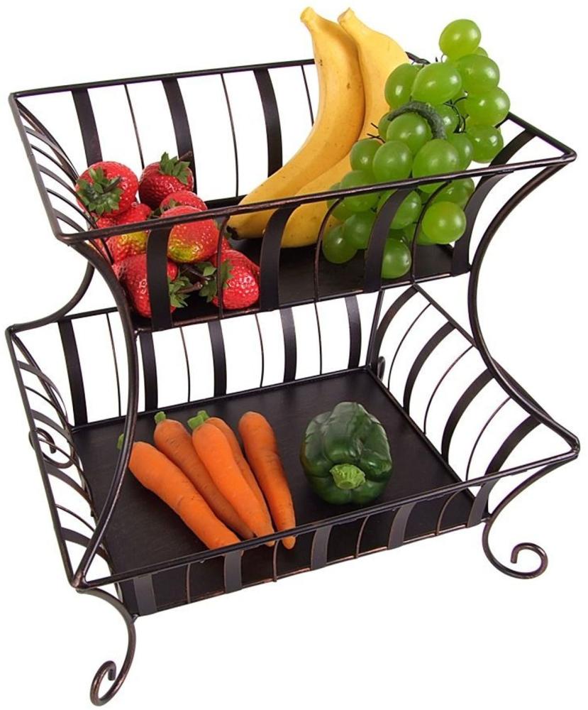 B-Ware Korb-Etagere aus Metall 2-stöckig Badregal Schale Obst Ablage Deko Bild 1