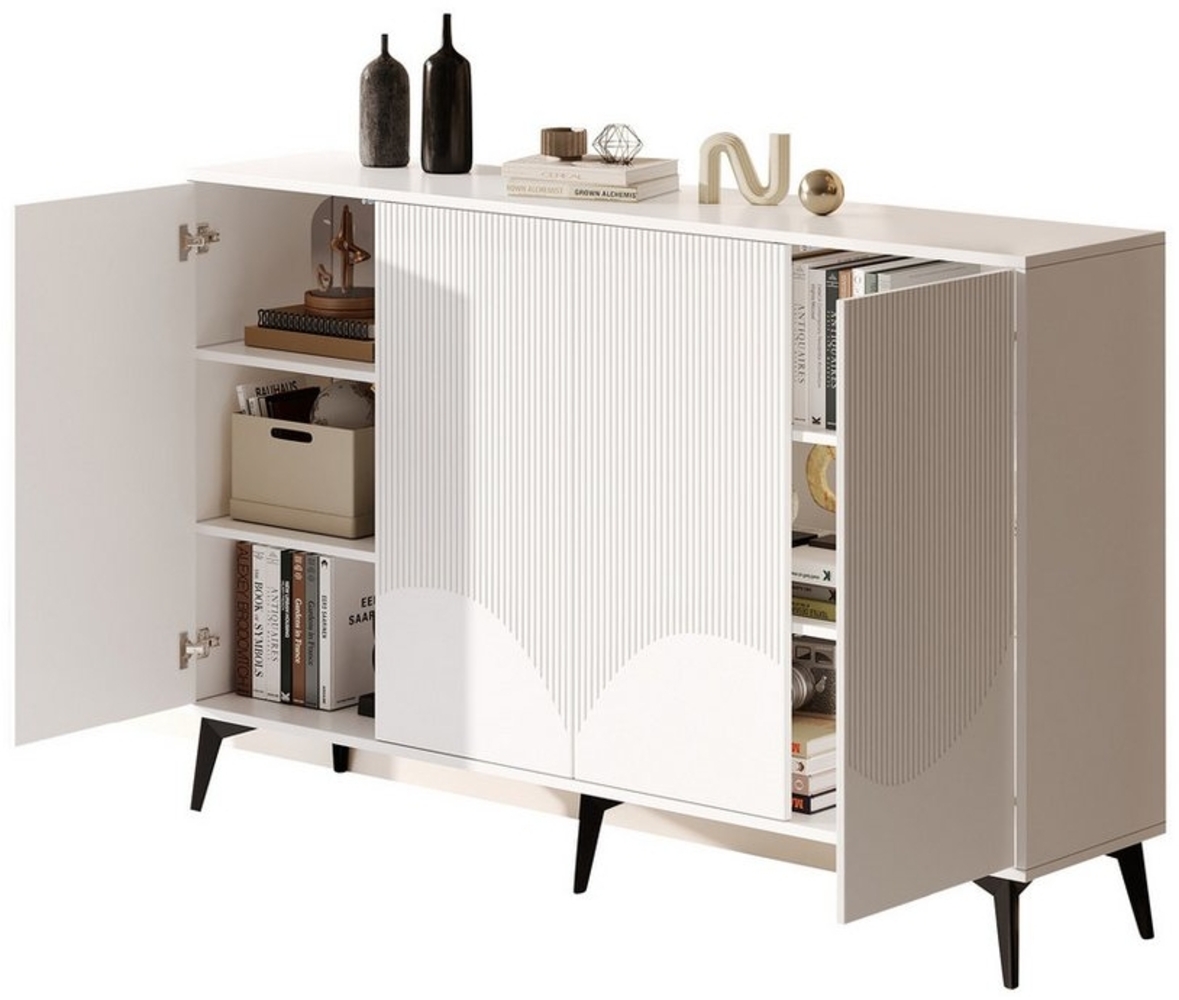 OKWISH Sideboard mit großen Stauraum (Kommode, Anrichte, Wohnzimmerschrank, Eckschranke, 1 St, 4 Türen), mit verstellbaren Einlegeböden Bild 1