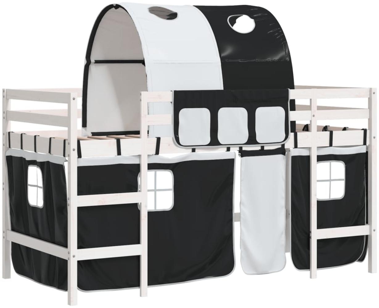 vidaXL Kinderhochbett mit Tunnel Weiß & Schwarz 80x200 cm Kiefernholz 3206985 Bild 1