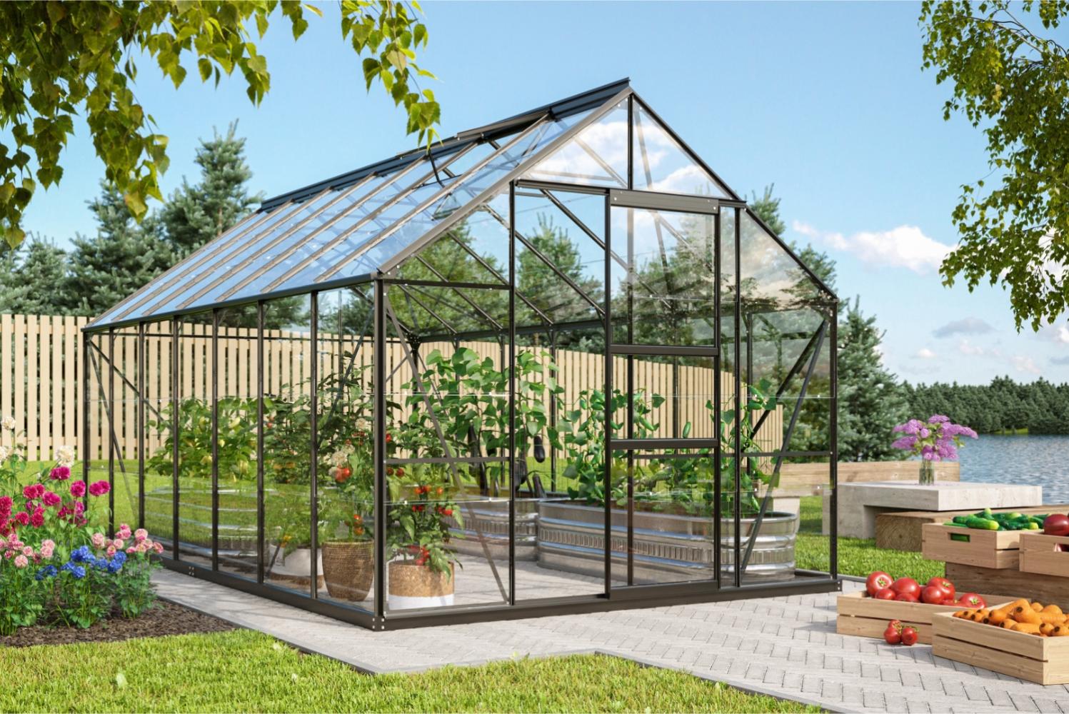 Vitavia Gewächshaus "Merkur 11500", schwarz, 11,5 m²,3 mm ESG Bild 1