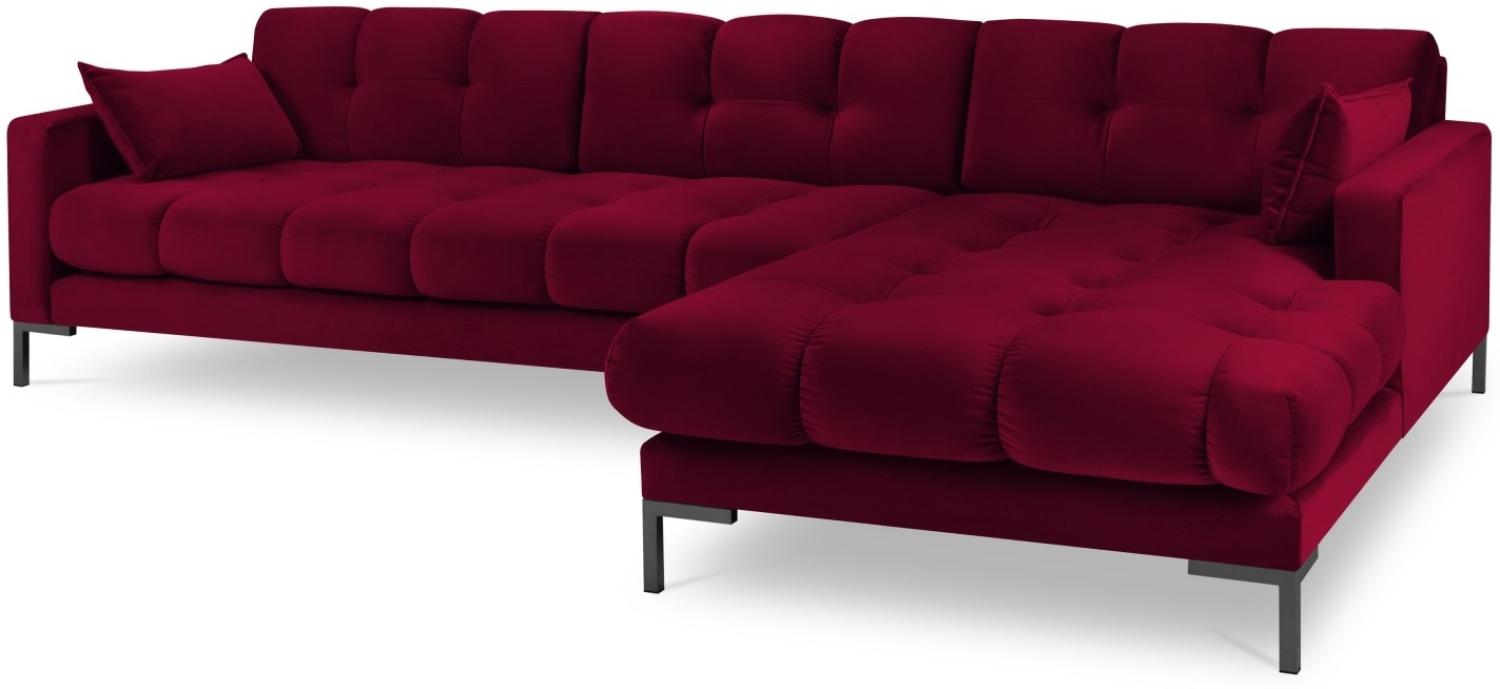 Micadoni 5-Sitzer Samtstoff Ecke rechts Sofa Mamaia | Bezug Red | Beinfarbe Black Metal Bild 1