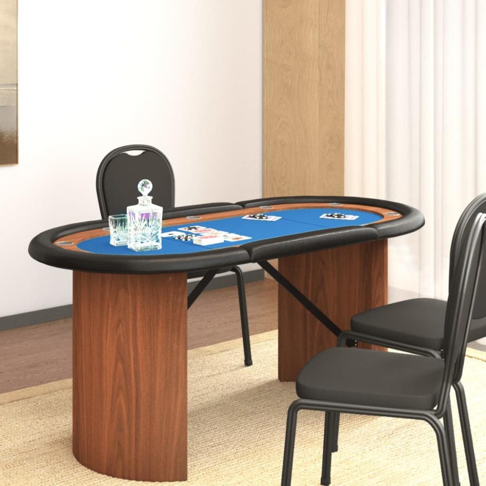 vidaXL Pokertisch 10 Spieler Blau 160x80x75 cm 80409 Bild 1