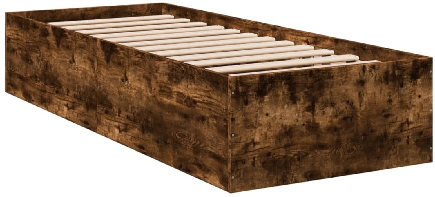 vidaXL Bettgestell Räuchereiche 90x200 cm Holzwerkstoff 3281060 Bild 1