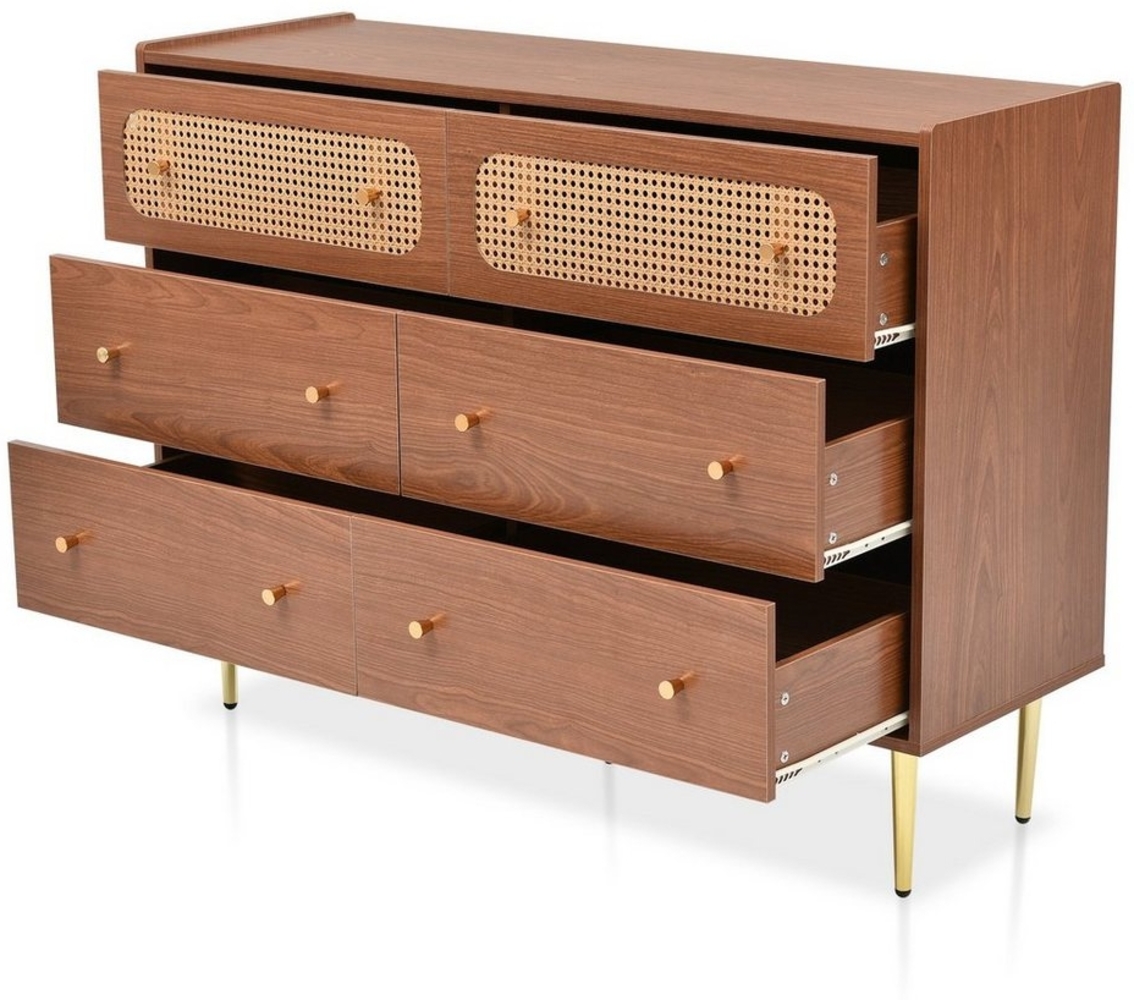 Ulife Kommode Rattan Highboard für Schlafzimmer & alle Wohnräume mit 6 Schubladen Bild 1