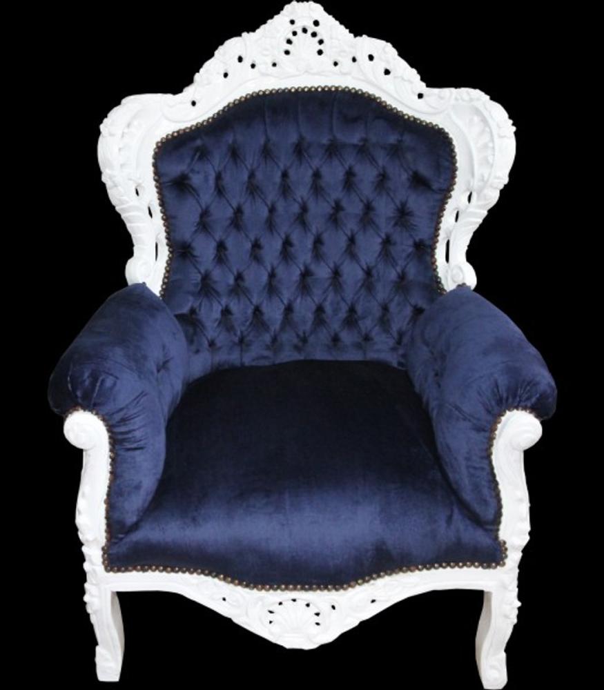 Casa Padrino Barock Sessel "King" Royalblau/Weiss Bild 1