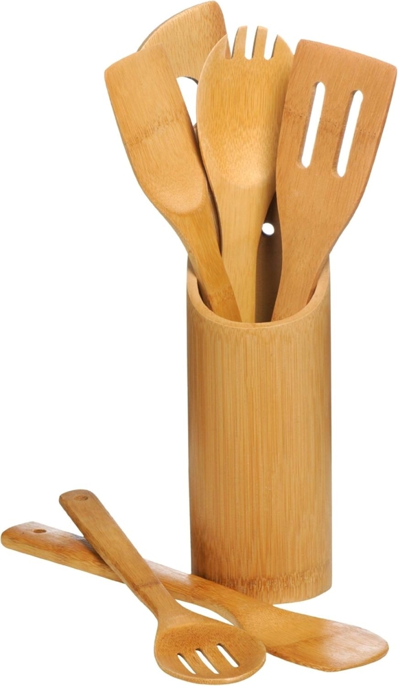 Hochwertiges Bambus-Küchenutensilien-Set, 6-teiliges Bambus-Werkzeugset, Bambus-Spatel-Set, Bambus-Spatel, Bambus-Löffel, Bambus-Küchenutensilien, Spatel aus Bambus und Holz. Bild 1