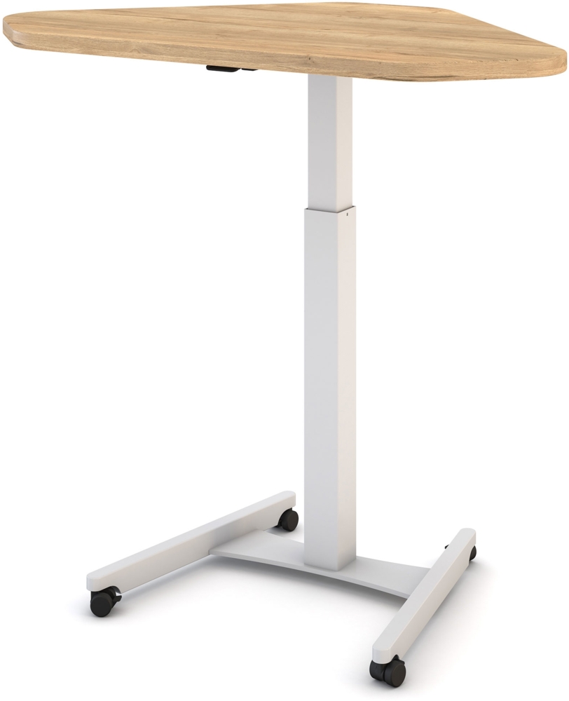 ASSMANN Höhenverstellbares Steh-Sitzpult Single Desk Eiche Natura Signalweiß 108x68x72cm Metall Holz Bild 1