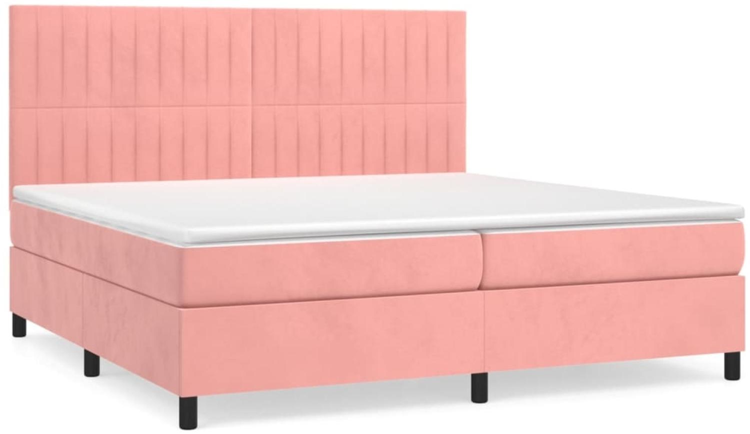 vidaXL Boxspringbett mit Matratze Rosa 200x200 cm Samt 3143168 Bild 1