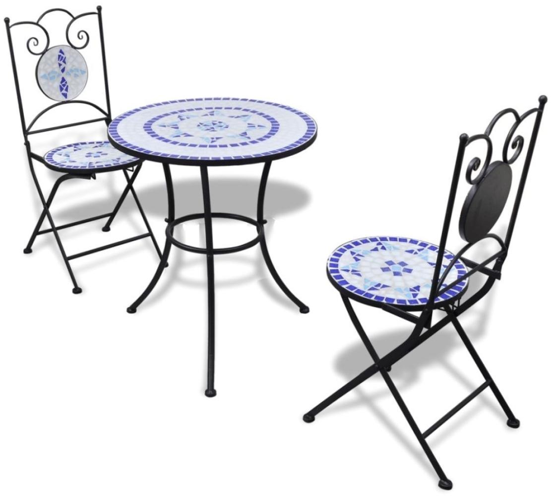 vidaXL 3-tlg. Bistro-Set Keramikfliesen Blau und Weiß 271771 Bild 1