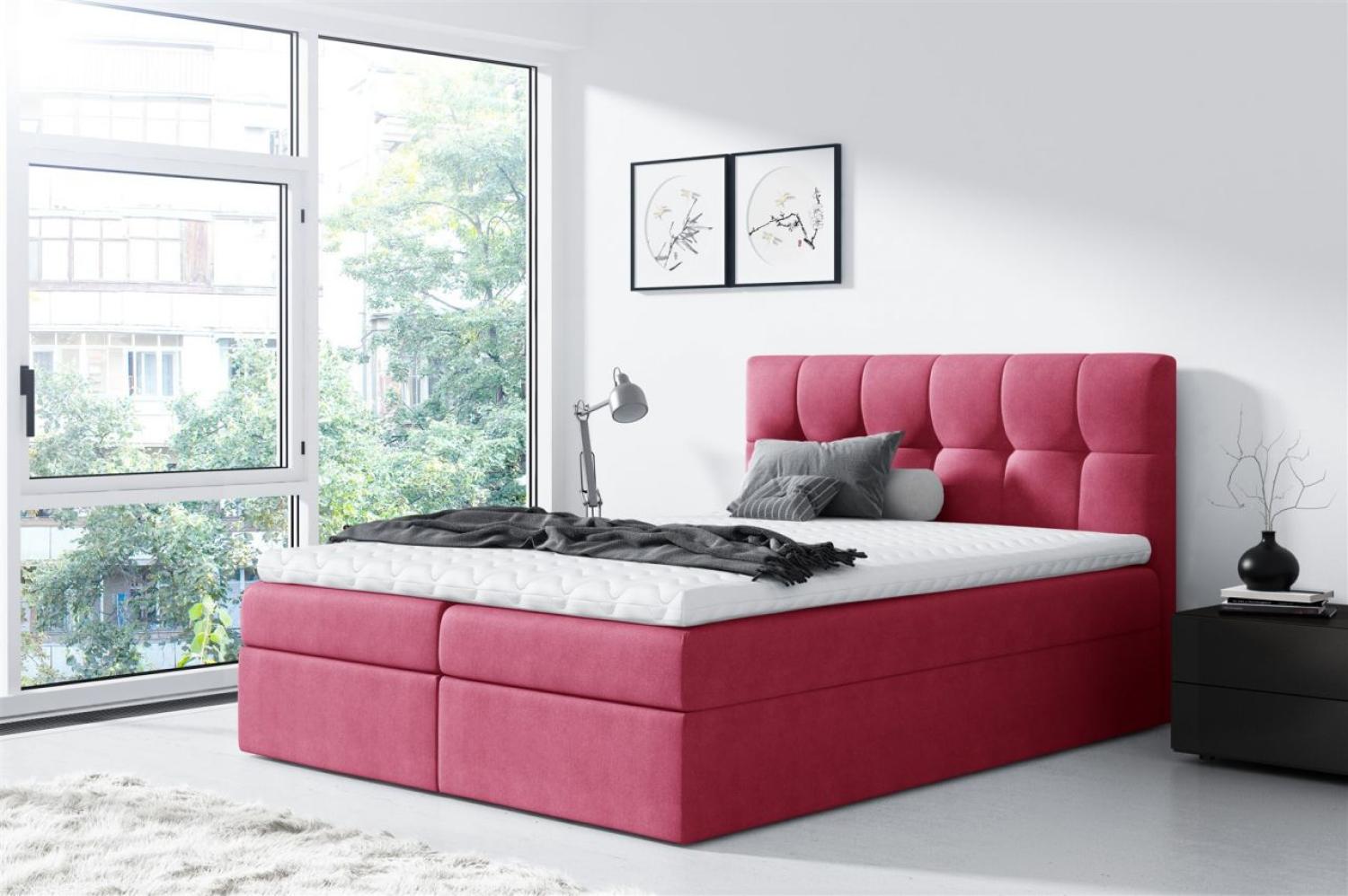 Boxspringbett CARMEN mit Bettkasten 180x200cm Magenta Bild 1