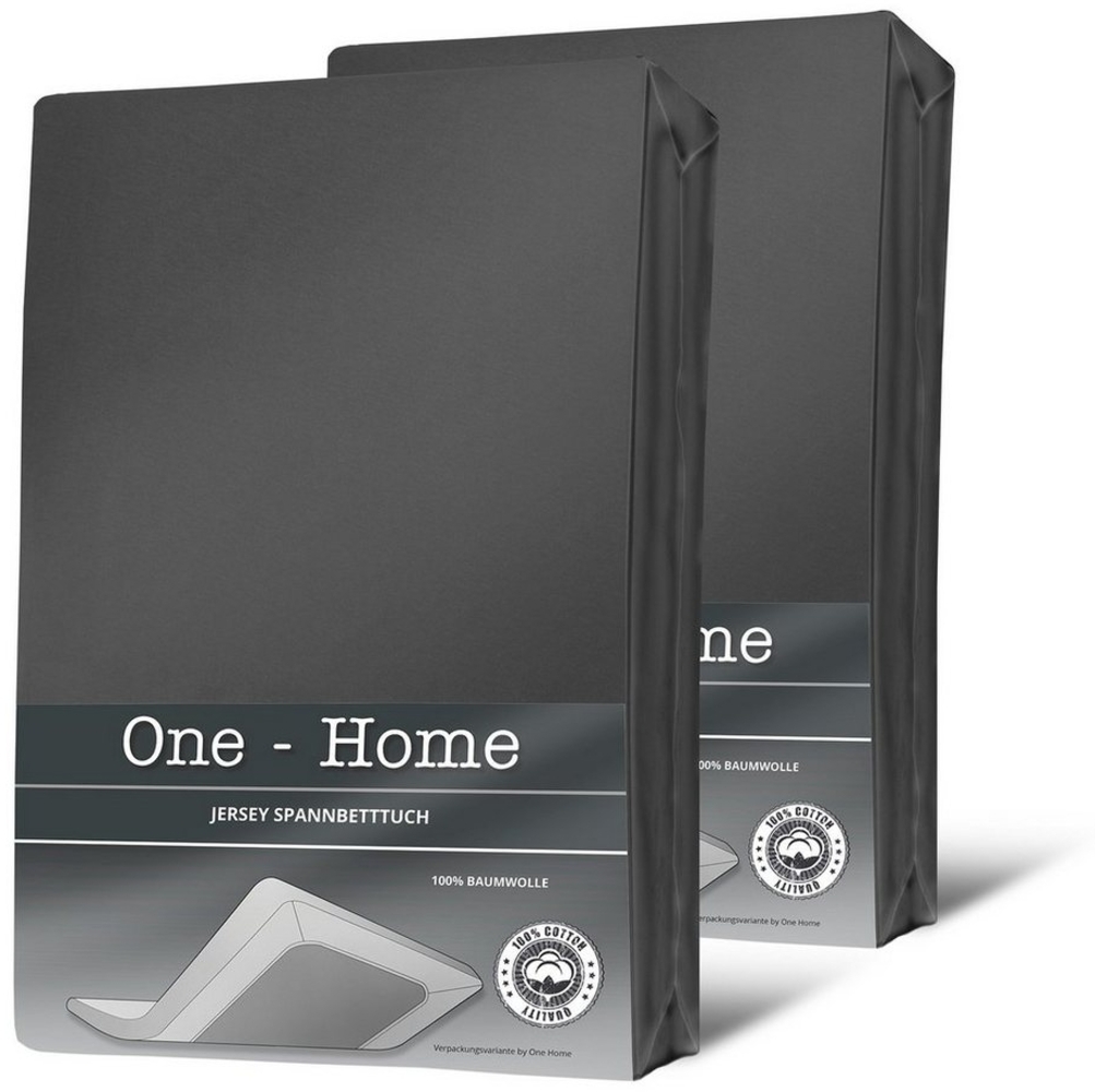 One Home Spannbettlaken Jersey, Jersey, Gummizug: rundum, (2 Stück), Double Pack mit Rundumgummizug, für Topper Bild 1