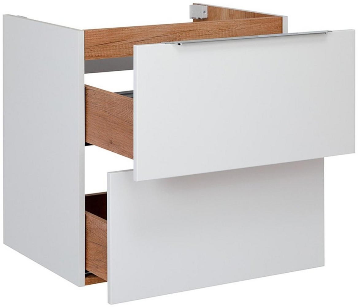 Lomadox Waschbeckenschrank AMARILLO-147-WHITE weiß Glanz, Wotan Eiche, 2 Softclose-Auszüge, B/H/T 59,7/60,0/45,7 cm Bild 1