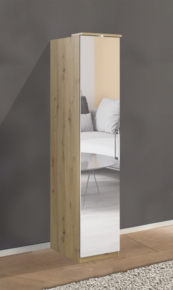 Stauraumschrank "Optima" Spiegeltür Kleiderschrank 45 cm weiß 1-türig inkl. LED Bild 1