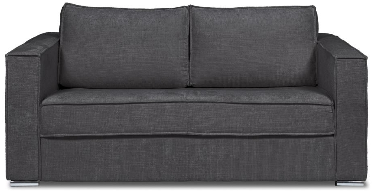 Vente-unique - Schlafsofa mit Matratze 4-Sitzer - Chenille-Stoff - Anthrazitgrau - Liegefläche mit Lattenrost mit breiten Latten 160 cm - Matratze 18 cm - LORETO Bild 1