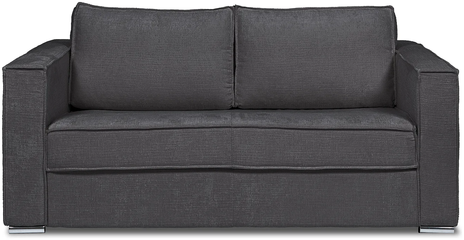 Vente-unique - Schlafsofa mit Matratze 4-Sitzer - Chenille-Stoff - Anthrazitgrau - Liegefläche mit Lattenrost mit breiten Latten 160 cm - Matratze 18 cm - LORETO Bild 1
