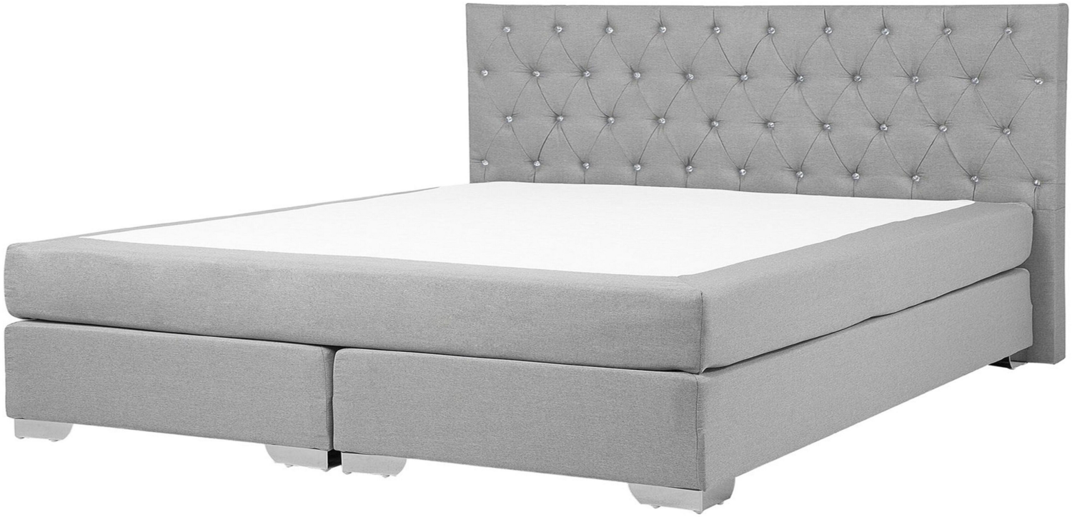 Boxspringbett Polsterbezug Leinenoptik hellgrau 180 x 200 cm DUCHESS Bild 1