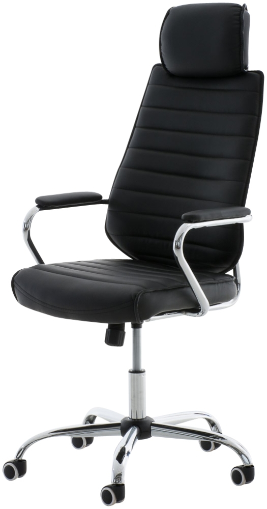 DELUKE® Bürostuhl Ergonomisch FUGOR Schreibtischstuhl mit Rollen Höhenverstellbarer Drehstuhl, Arbeitsstuhl mit Kopfstütze Chefsessel, Computerstuhl 125 kg Schwarz Bild 1