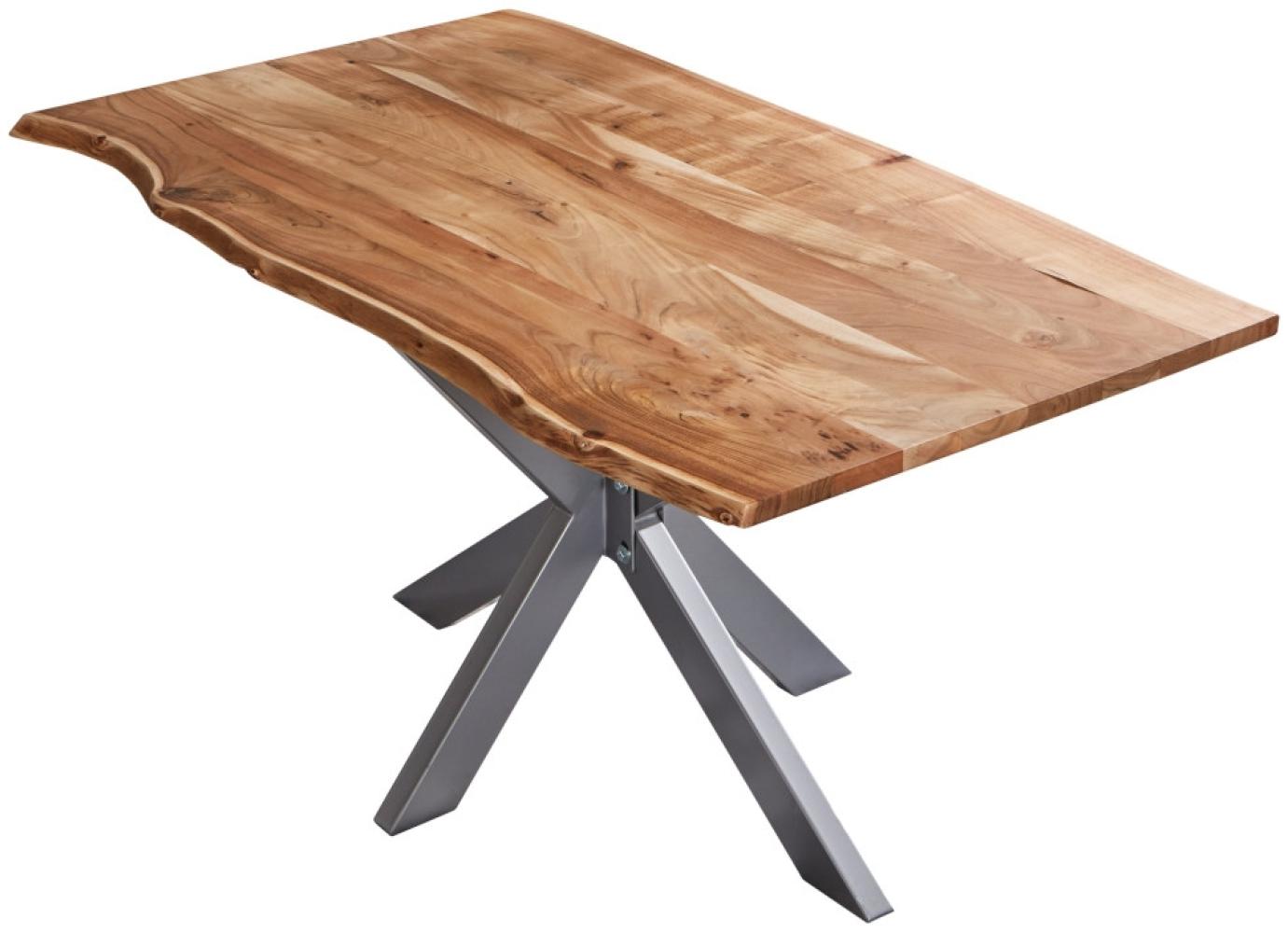 Esstisch Baumkante massiv Akazie natur 200x100 silber BENNI 528619 Bild 1