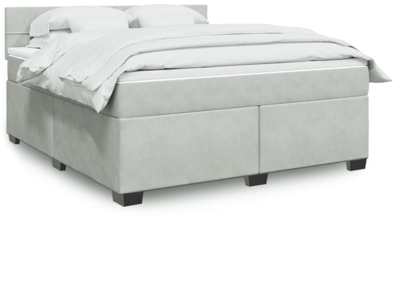 vidaXL Boxspringbett mit Matratze Hellgrau 180x200 cm Samt 3286378 Bild 1