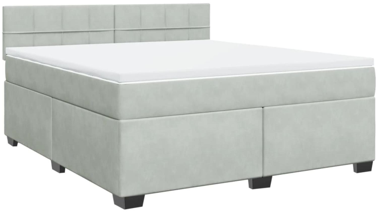 vidaXL Boxspringbett mit Matratze Hellgrau 180x200 cm Samt 3286378 Bild 1
