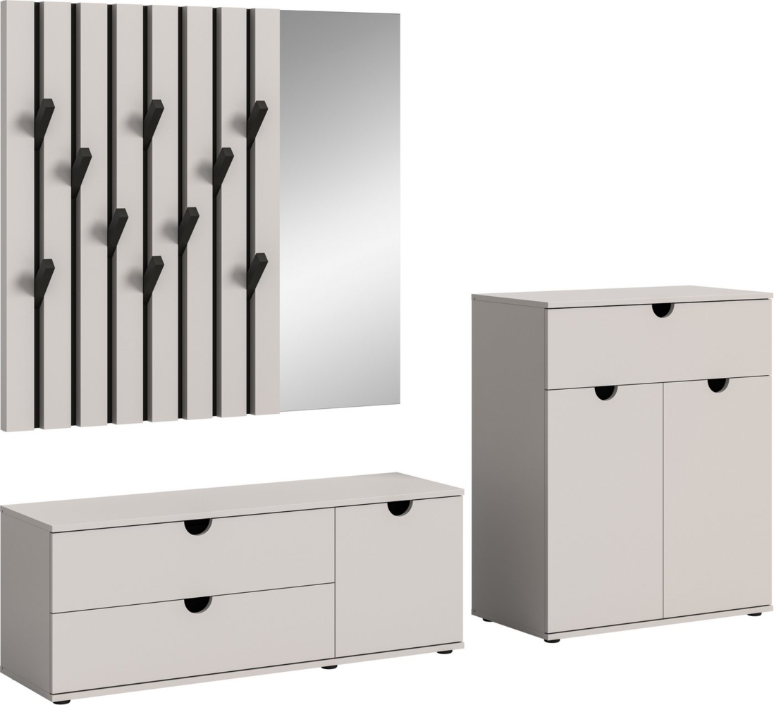 INOSIGN Garderoben-Set Mataro, Breite 215cm, bestehend aus: Sitzbank, Paneel und Schuhschrank, Flurmöbel, Dielenmöbel, Kombination, Diele, Garderobe, Garderobenmöbel Bild 1