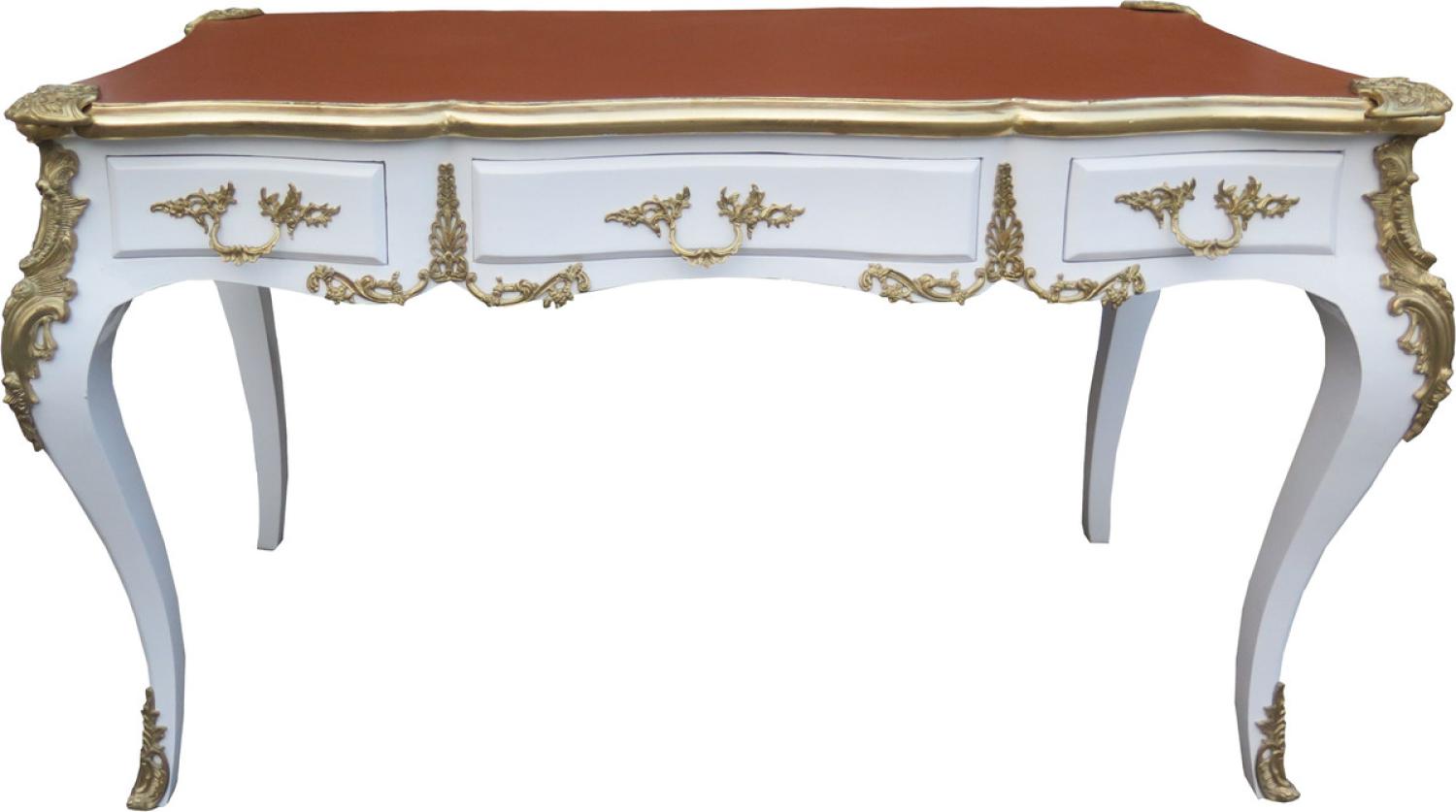 Casa Padrino Luxus Barock Schreibtisch Weiss / Gold / Apricot - Sekretär Luxus Möbel - Limited Edition Bild 1