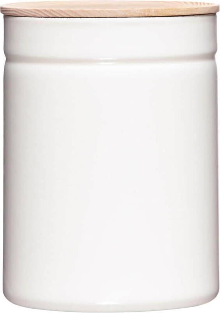 Riess Vorratsdose 2250ml Emaille mit Holzdeckel weiss Bild 1