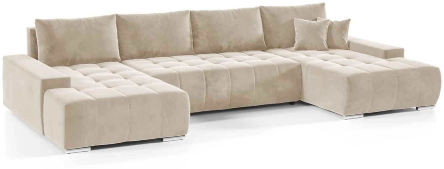 Wohnlandschaft Sofa mit Schlaffunktion VOGAR Stoff Monolith Ecru Bild 1