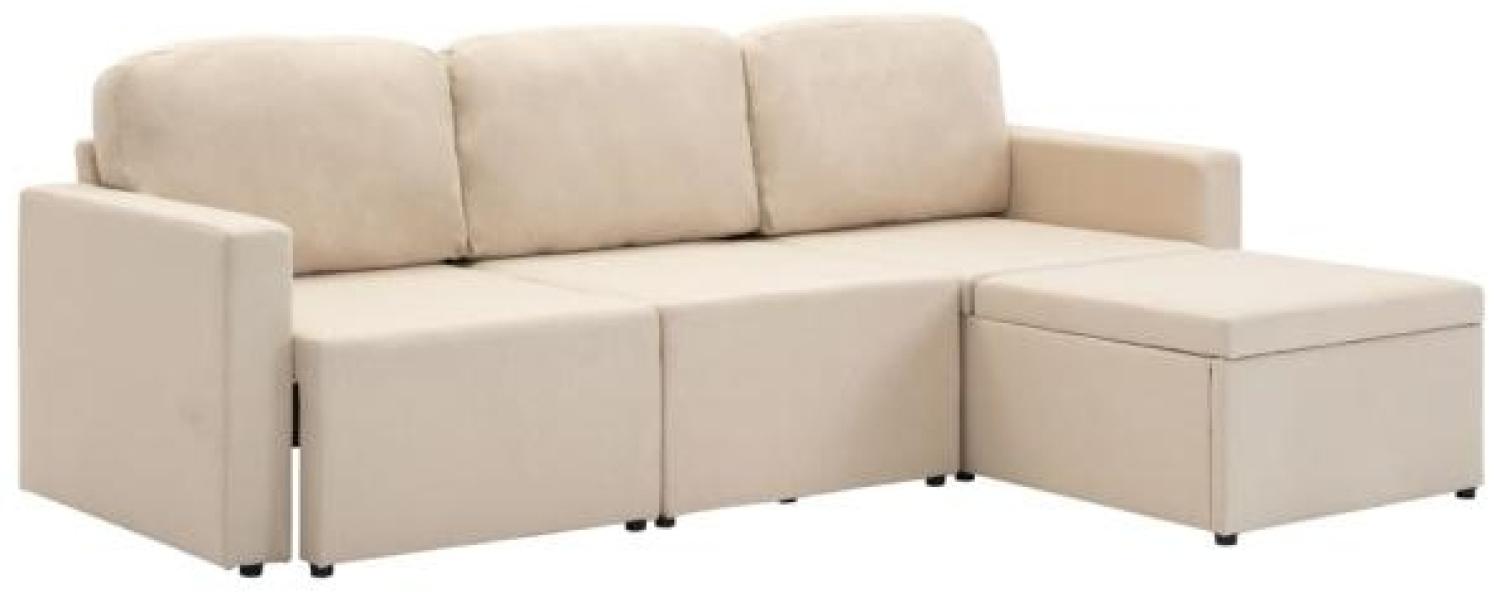 vidaXL Modulares 3-Sitzer-Schlafsofa Creme Stoff Bild 1