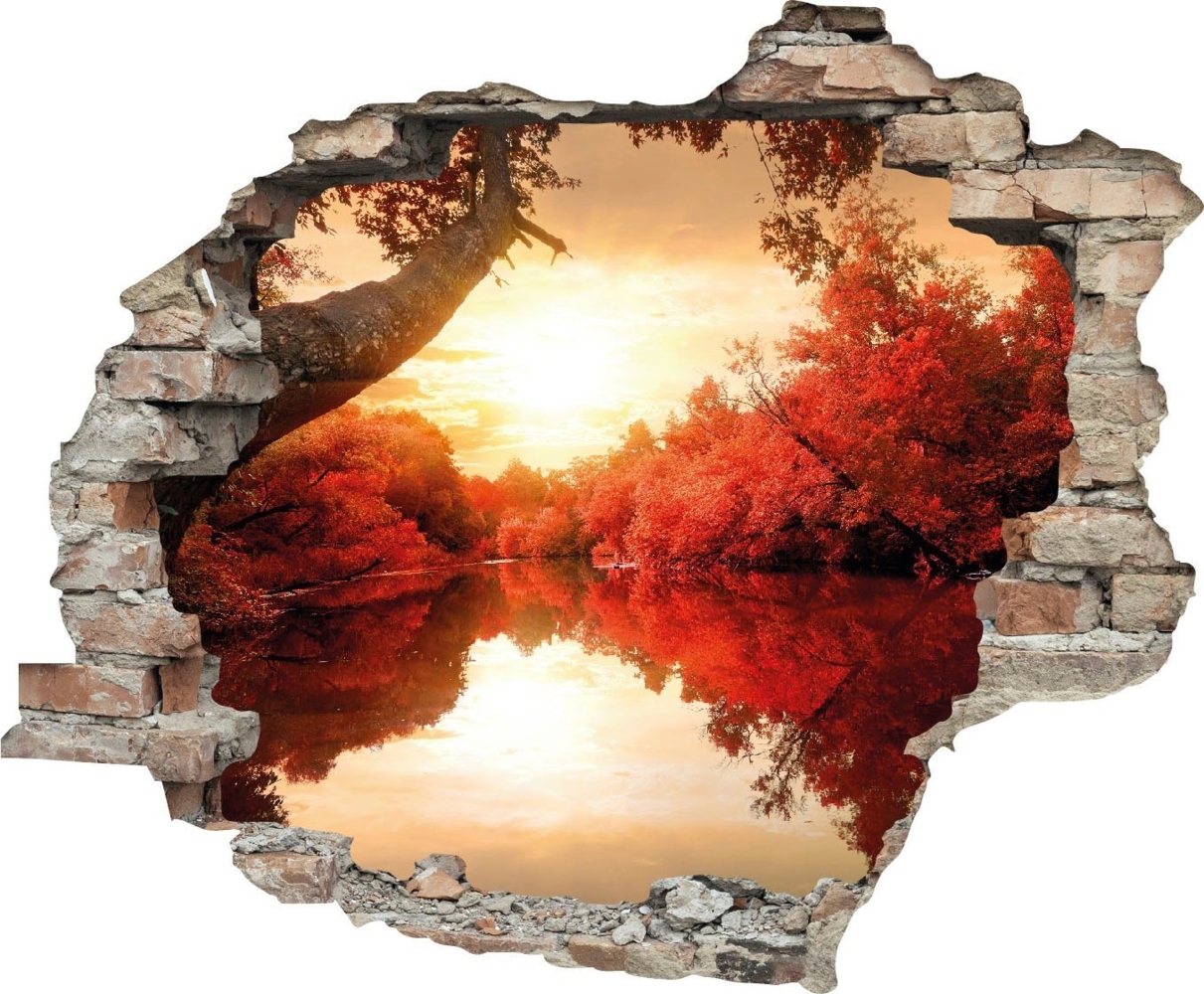 queence Wandtattoo Fluss (1 St), Wandsticker, Wandbild, selbstklebend, 3D, Wanddurchbruch Bild 1