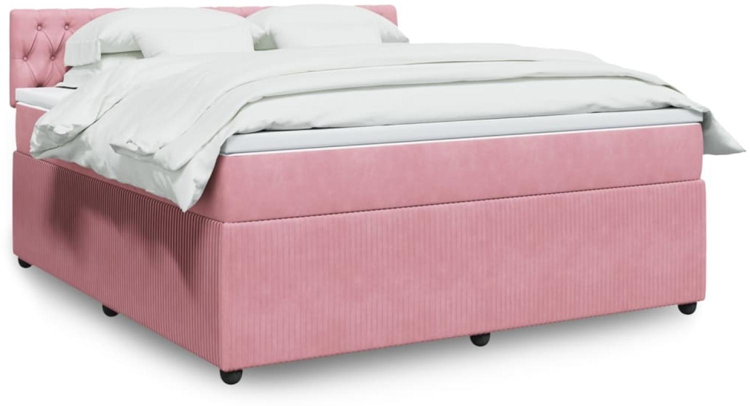 vidaXL Boxspringbett mit Matratze Rosa 180x200 cm Samt 3290117 Bild 1