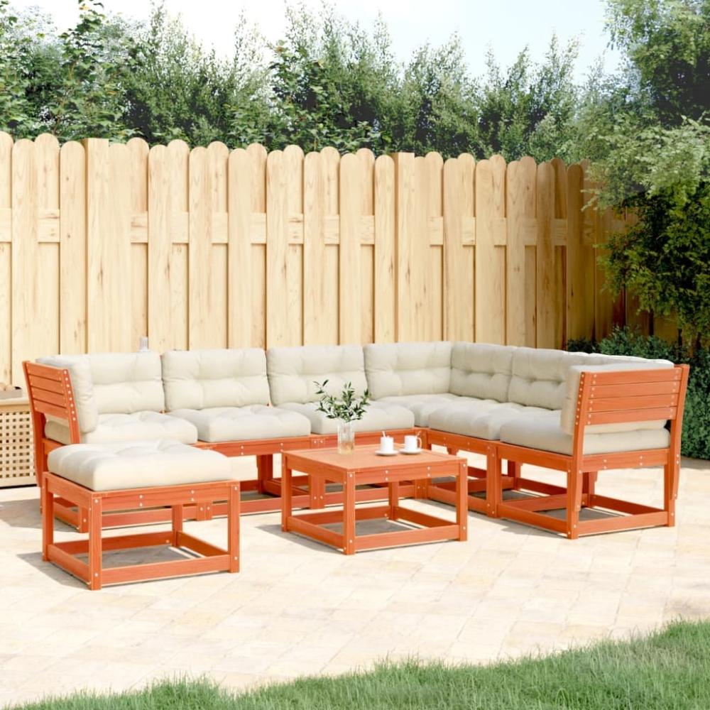 vidaXL 7tlg Garten-Lounge-Set mit Kissen Wachsbraun Massivholz Kiefer 3216937 Bild 1