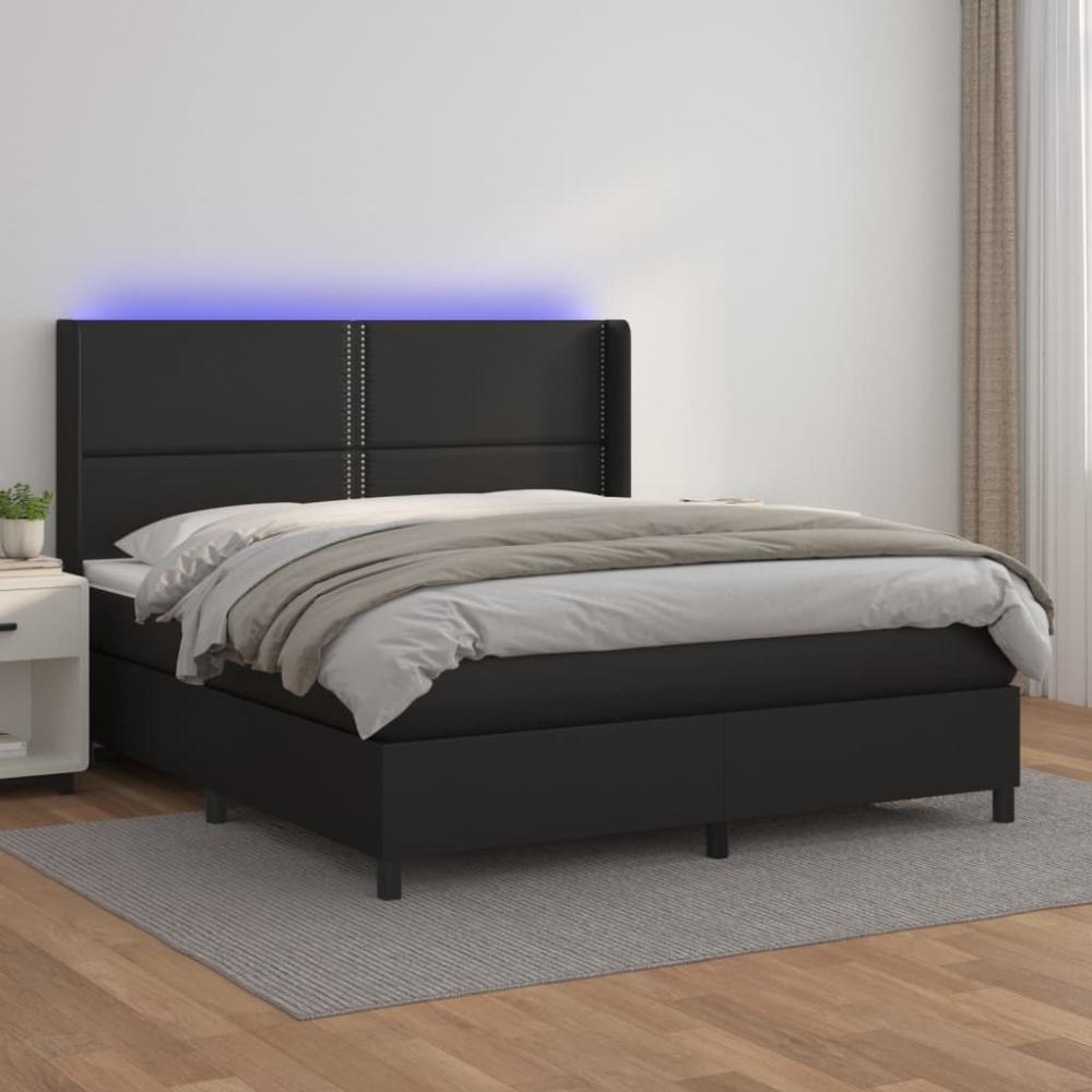 vidaXL Boxspringbett mit Matratze & LED Schwarz 160x200 cm Kunstleder 3139331 Bild 1