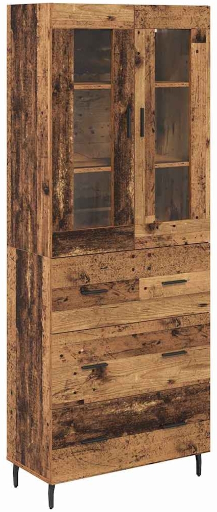 vidaXL Highboard mit Schubladen 2 pcs Altholz Engineered Wood und Glas 3415795 Bild 1