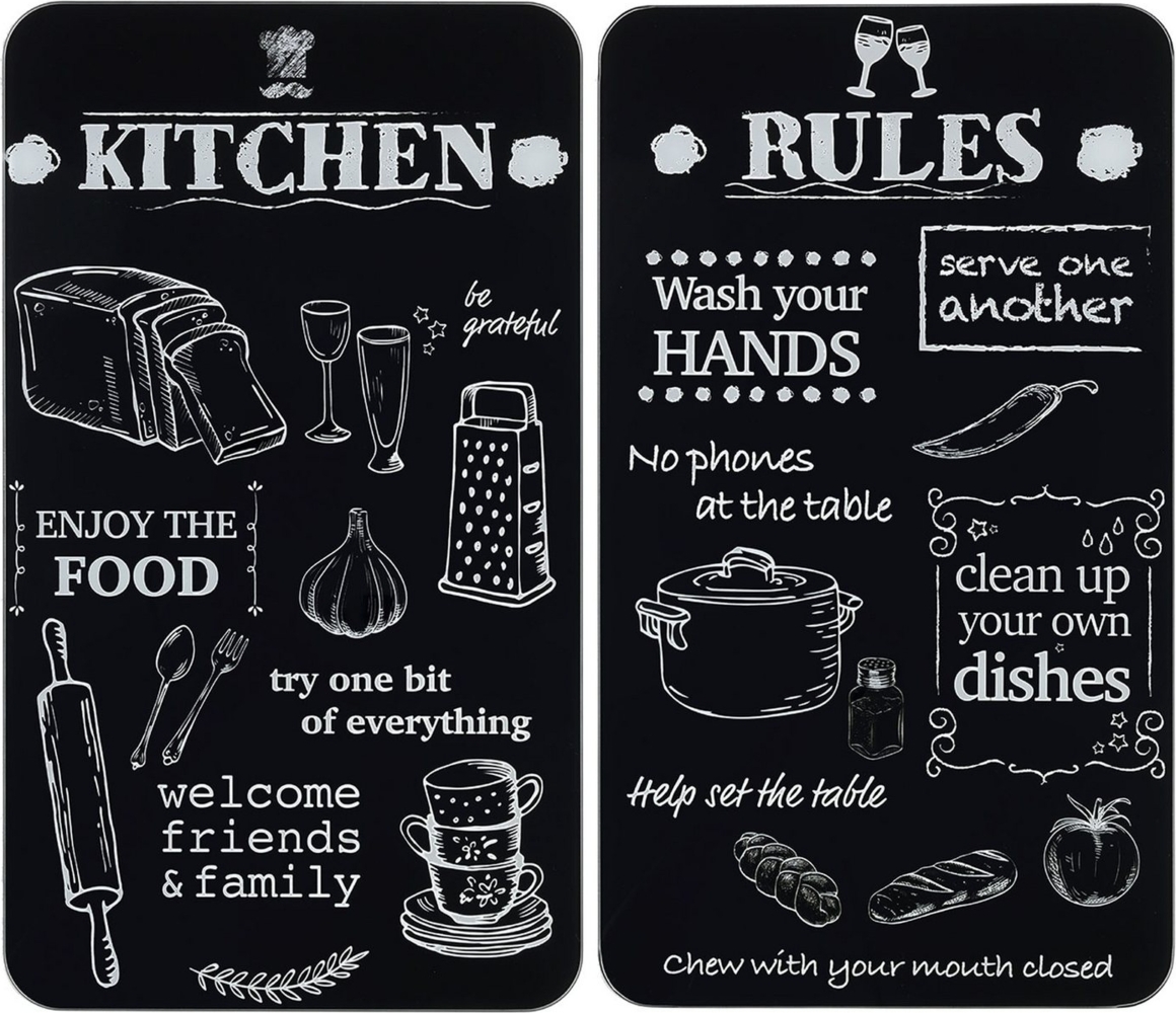 Maximex Herd-Abdeckplatte Universal Modell KITCHEN RULES, Glas, Kunststoff, (Set, 2 tlg), für Induktions-, Glaskeramik-, Elektro- und Gasherde, höhenverstellbar Bild 1