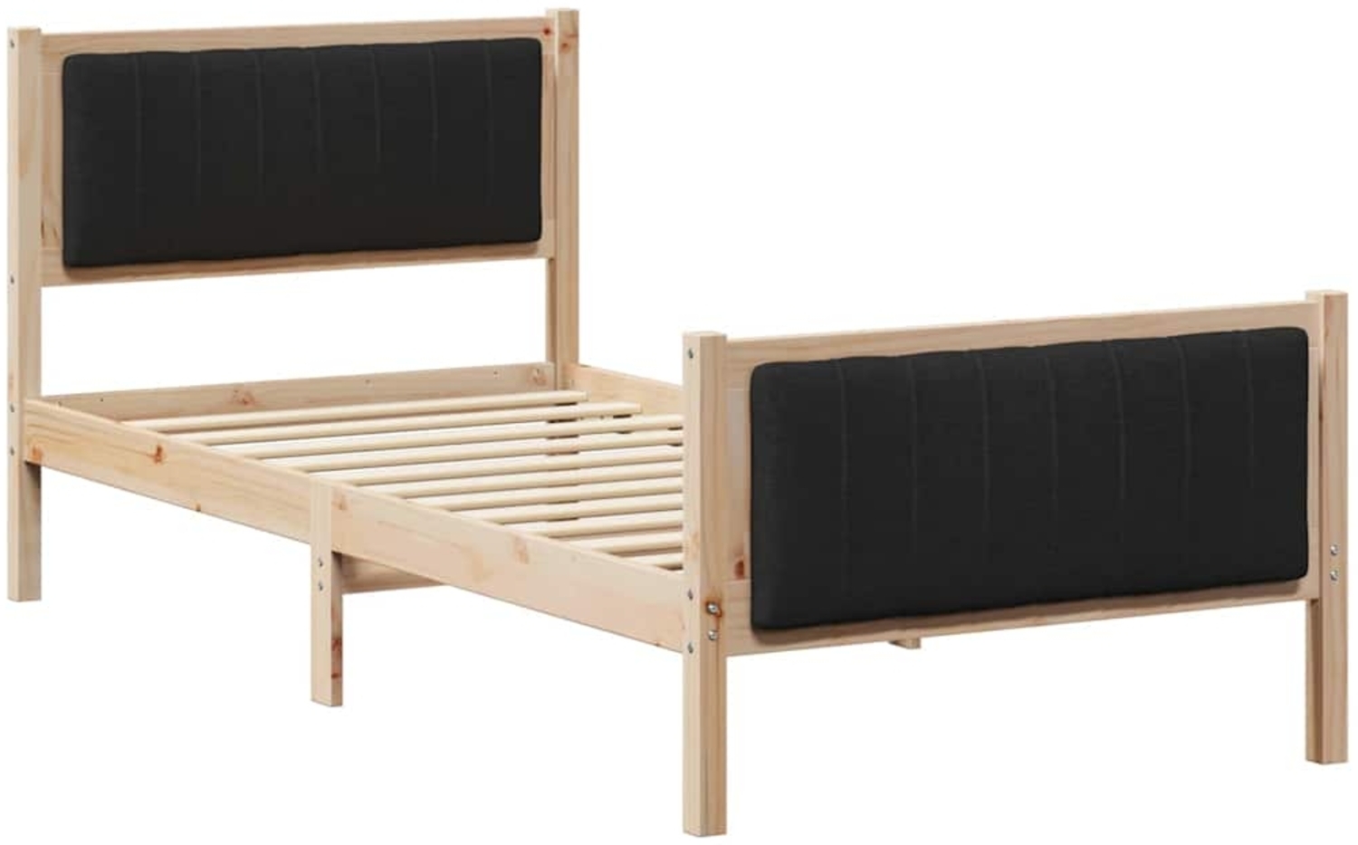 vidaXL Bettgestell Braun und Schwarz 90 x 200 cm Massivholz Kiefer 878496 Bild 1