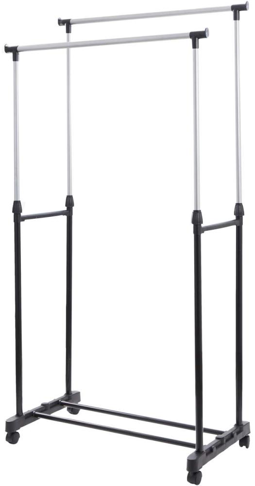 HOMELINE Duo Garderobe höhenverstellbar bis 155cm mit Rollen Kleiderständer Bild 1