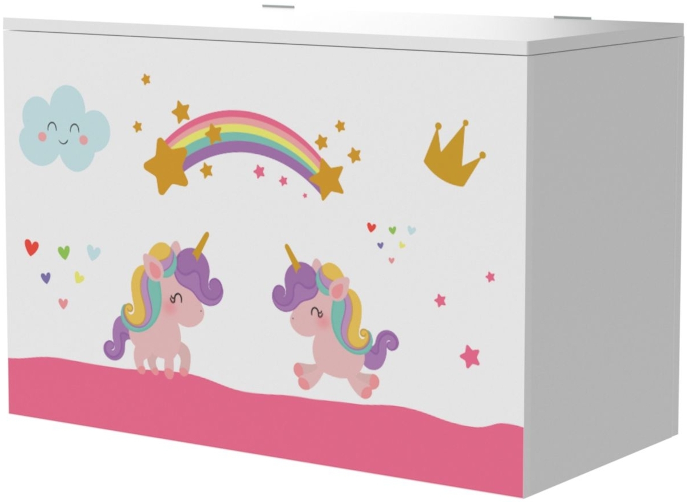 DELUKE® Kinder Spielzeugkiste LEONA - 40x60x30cm Sitzbox Aufklappbarer Deckel Spielzeug-Aufbewahrungsbox Sitzhocker Klappbare Sitztruhe Rosa Bild 1