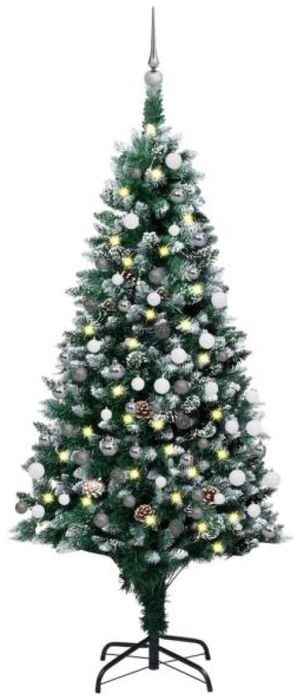 vidaXL Künstlicher Weihnachtsbaum mit Beleuchtung Kugeln Zapfen 150 cm 3077702 Bild 1