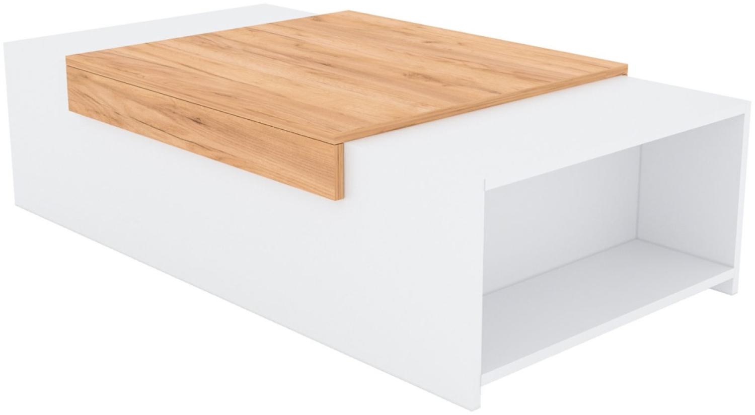 Couchtisch 2001 Wohnzimmertisch 110x60x31cm weiß Gold Craft Eiche Bild 1